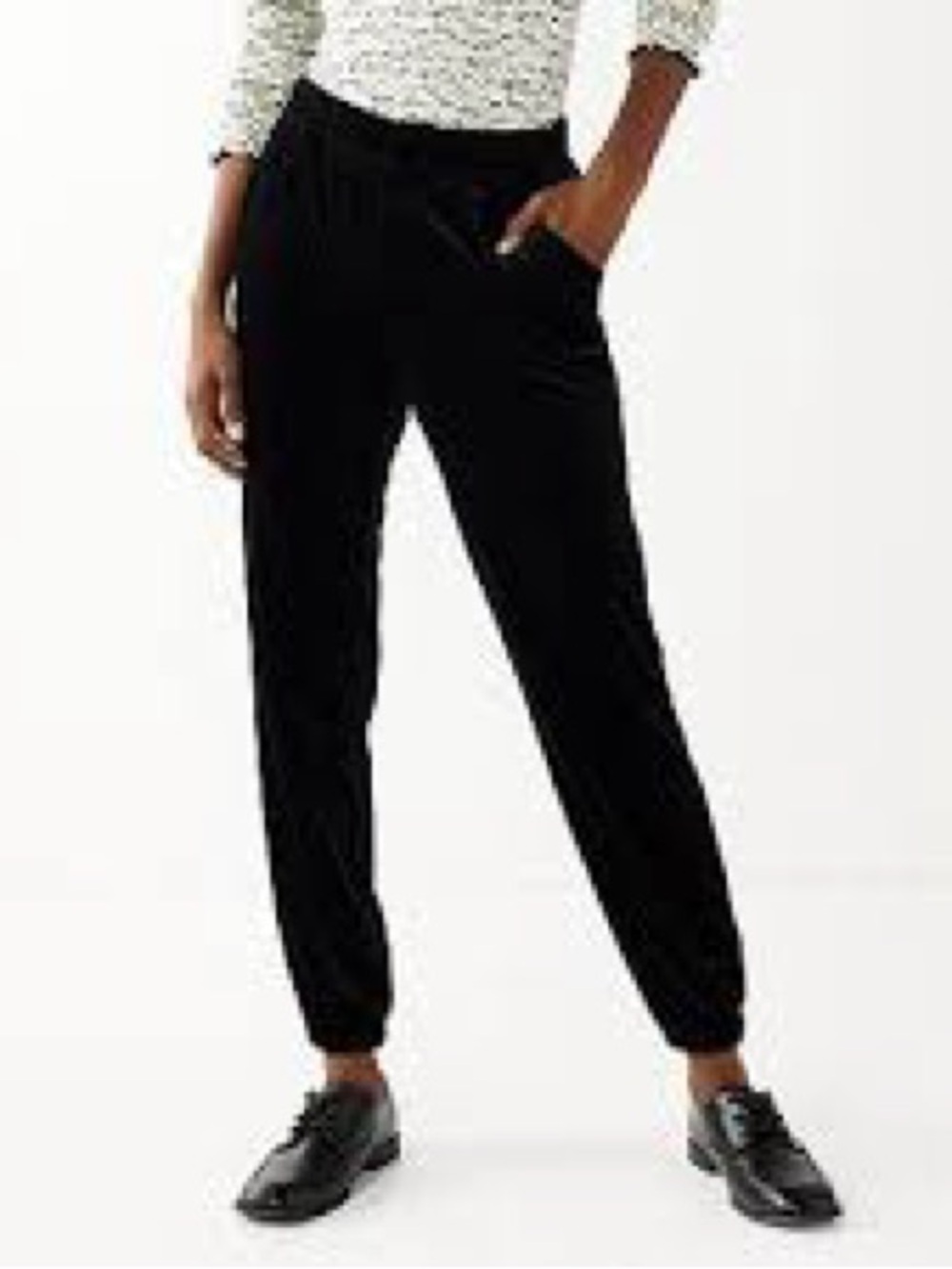 SO Black Straight-Leg Velvet Jogger Pants